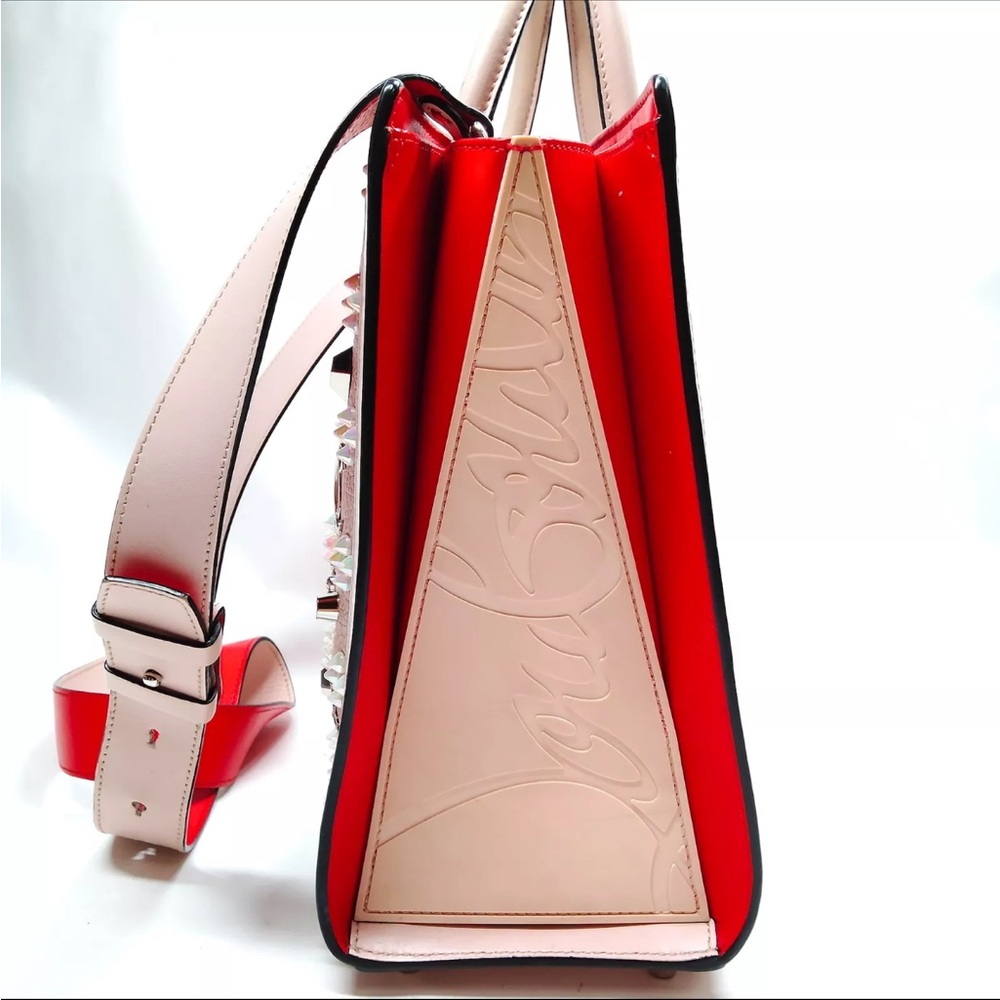 Christian Louboutin Calfskin Loubinthesky Medium Paloma Beige Pink 2way Satchel - Picture 3 of 16